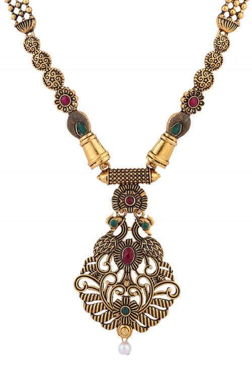 Stone Studded Oxidised Necklace Set