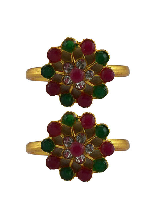 Stone Studded Pair of Adjustable Toe Rings