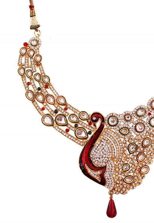 Stone Studded Peacock Style Necklace Set