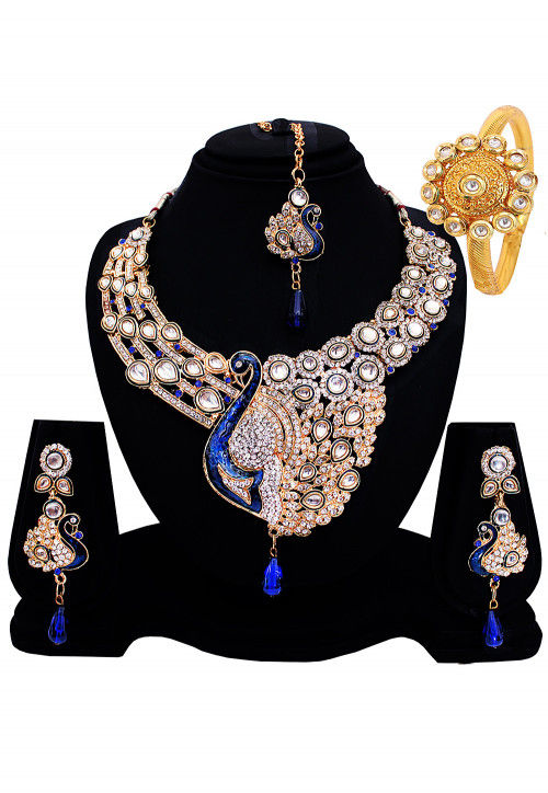 Stone Studded Peacock Style Necklace Set