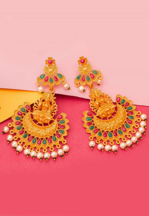 TMPEAR646 - Multicolor Gold Plated Temple Earrings – Mortantra