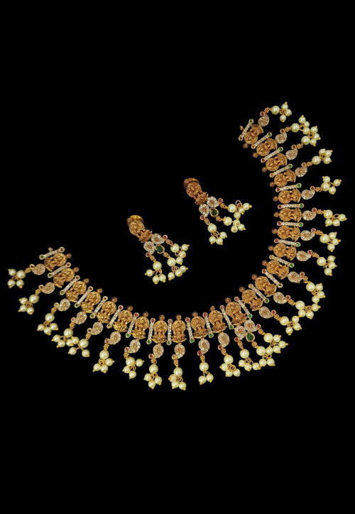 Stone Studded Temple Necklace Set