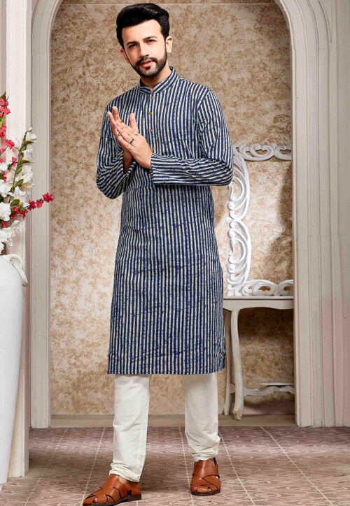 Multi Colour New Function Wear Pure Cotton With Digital Print Kurta Mens  Collection 18 - The Ethnic World