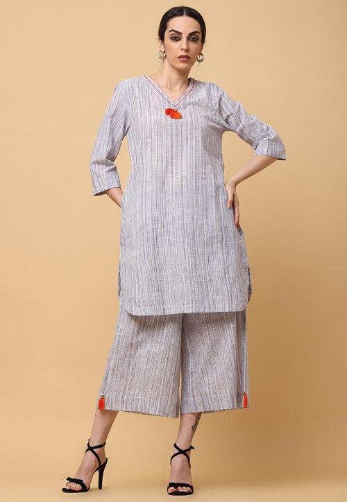 South cotton kurti and pant with prints - Kurti Fashion