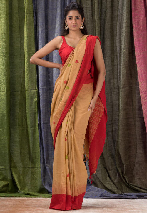 Digital Printed Cotton Saree in Beige : SKK33594