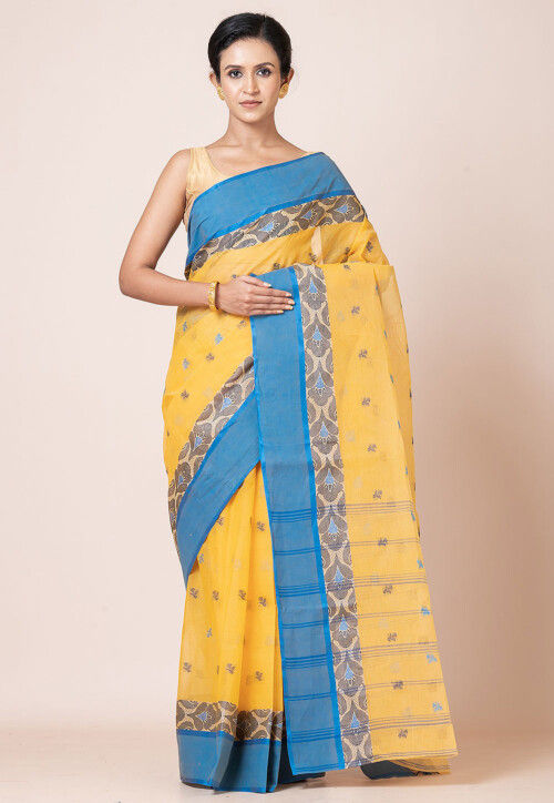 Tant Pure Cotton Saree in Yellow