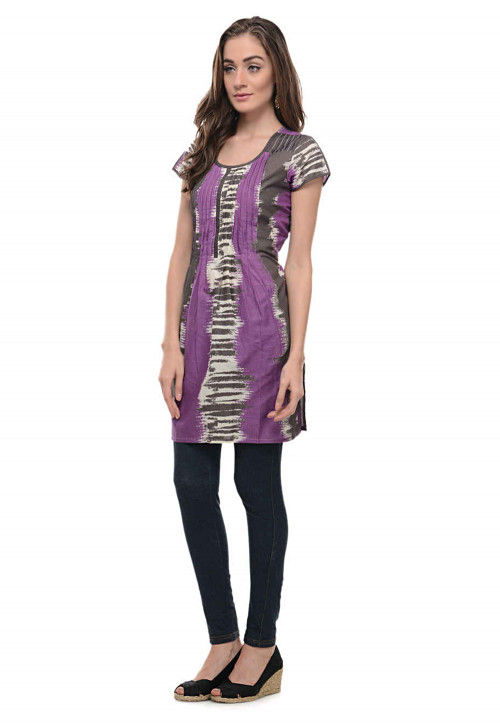 Printed Cotton Kurti in Multicolor