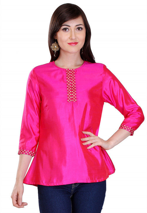 Buy Plain Silk Top in Fuchsia Online : THU1253 - Utsav Fashion