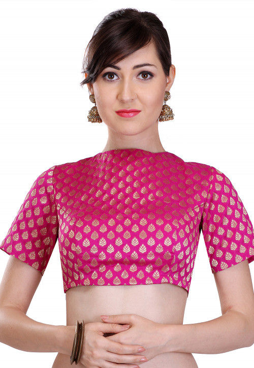 Brocade Blouse in Fuchsia