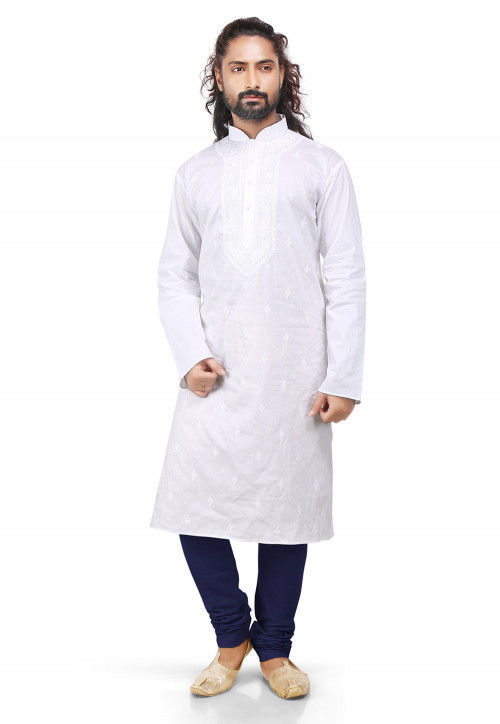 Navy Blue Kurta Cotton Silk Churidar main image 1