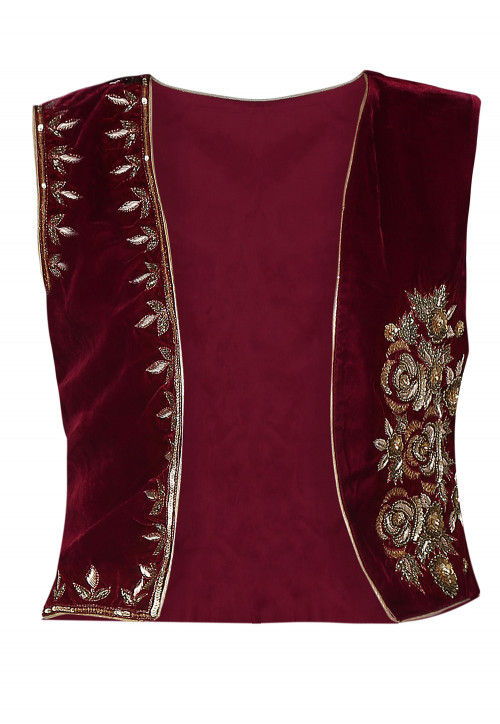 Embroidered Velvet Jacket In Red