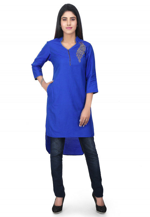 Buy online Women Mandarin Neck High-low Kurti from Kurta Kurtis for Women  by Juniper for ₹500 at 52% off | 2024 Limeroad.com
