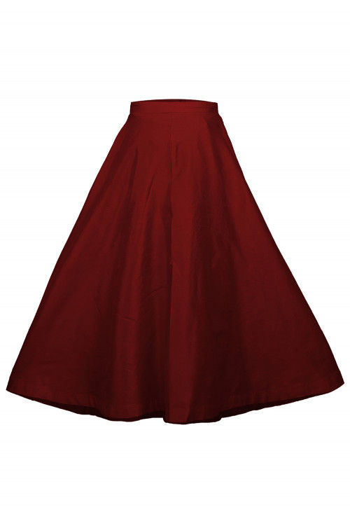 Buy Plain Dupion Silk Long Skirt in Maroon Online : THU411 - Utsav Fashion