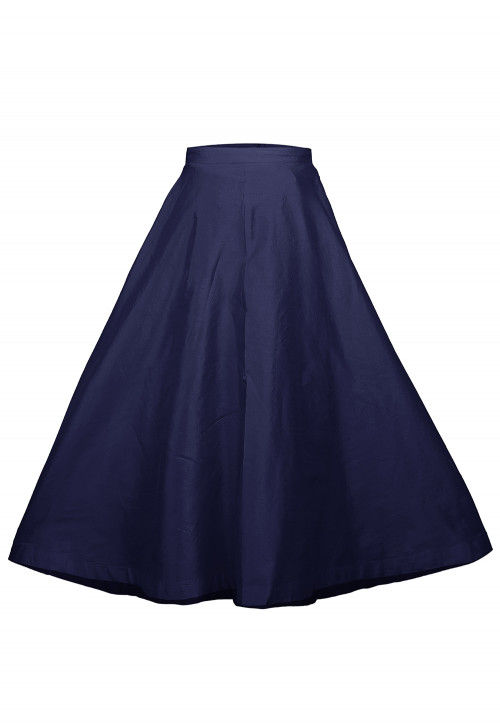 Buy Plain Dupion Silk Long Skirt in Navy Blue Online : THU412 - Utsav ...