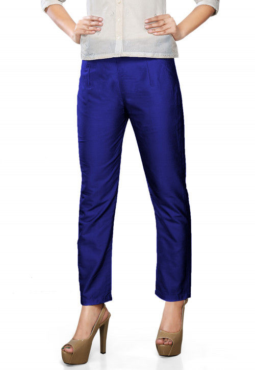 Plain Art Silk Trouser in Royal Blue