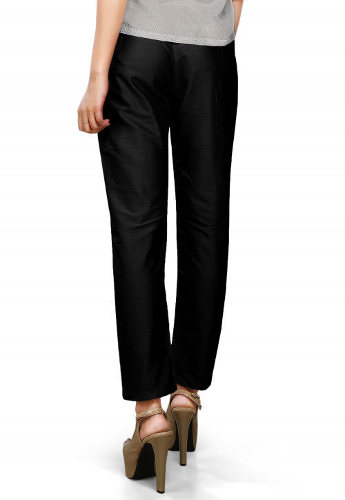 Plain Art Silk Trouser in Black