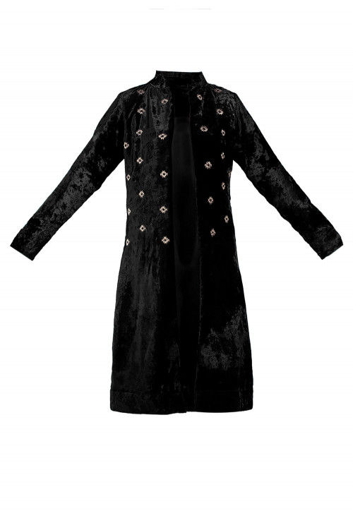 Velvet Long Jacket in Black