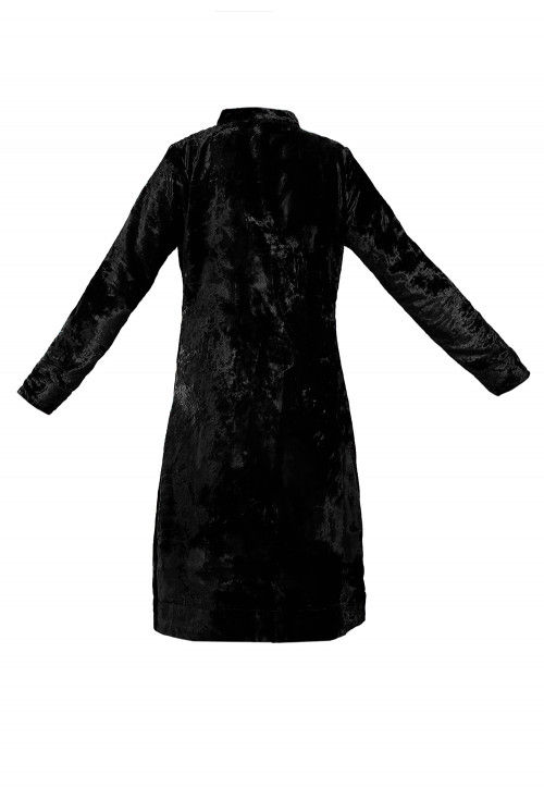 Velvet Long Jacket in Black