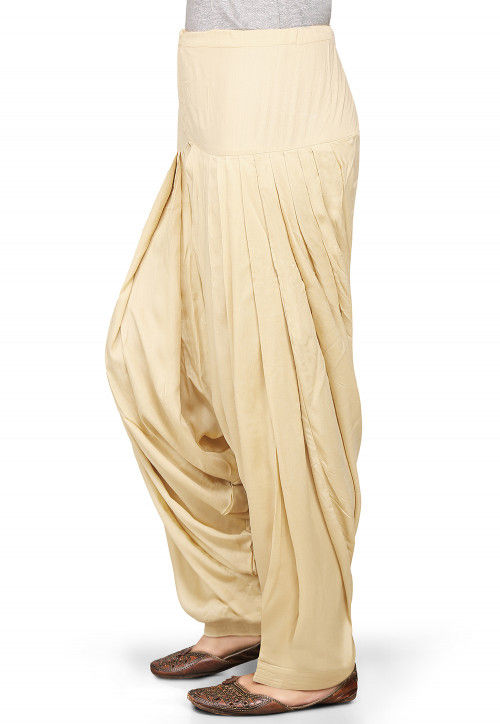 Plain Rayon Patiala in Light Beige