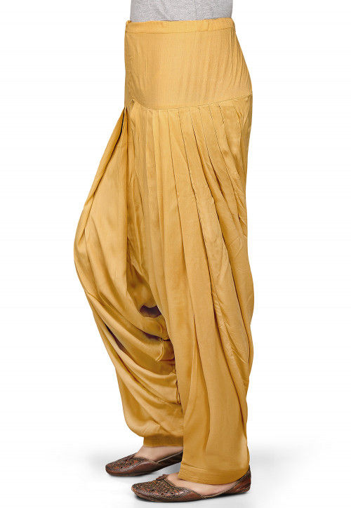 Plain Rayon Patiala in Beige