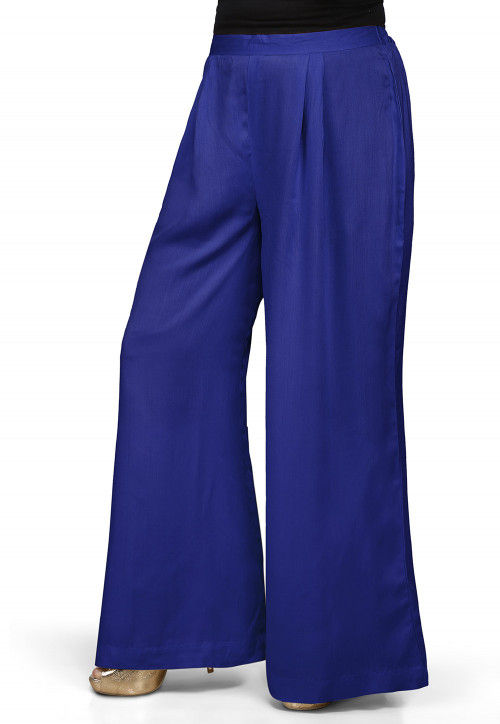 Plain Rayon Palazzo in Royal Blue