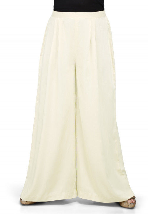 Plain Rayon Palazzo in Off White