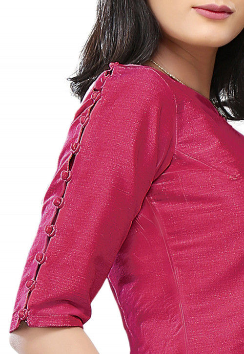 Dupion Silk Top in Fuchsia 