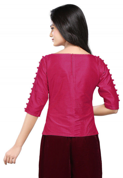 Dupion Silk Top in Fuchsia 