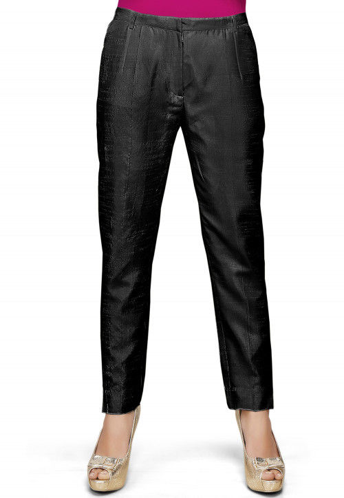 Plain Art Silk Trouser in Black