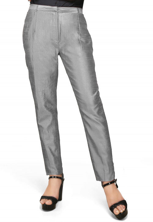 Art Silk Straight Pant in Grey