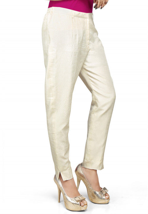 Art Dupion Silk Straight Pant in Off White
