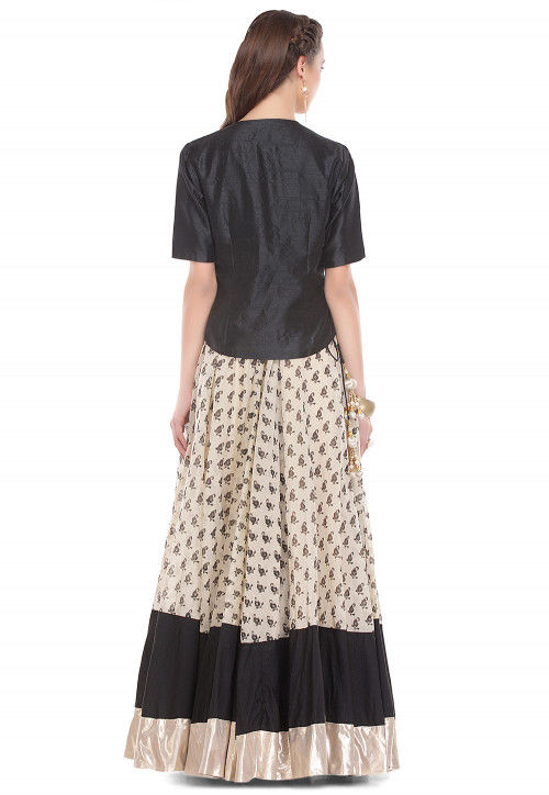 Plain Dupion Silk Top in Black