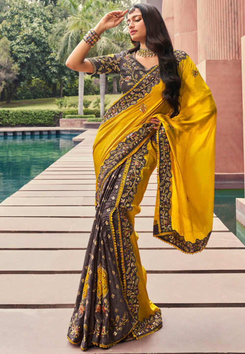 Buy Printed Cotton Beige Color Saree Work Wear Online at Best Price |  Cbazaar