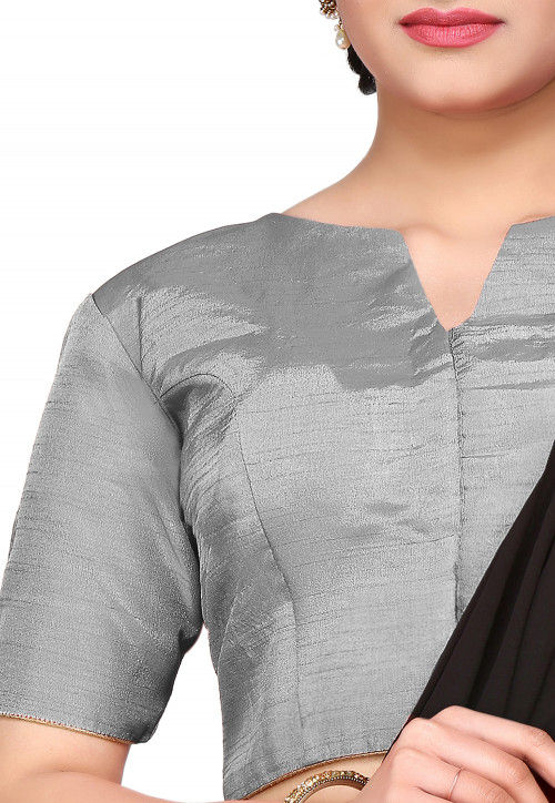 Art Dupion Silk Blouse in Grey