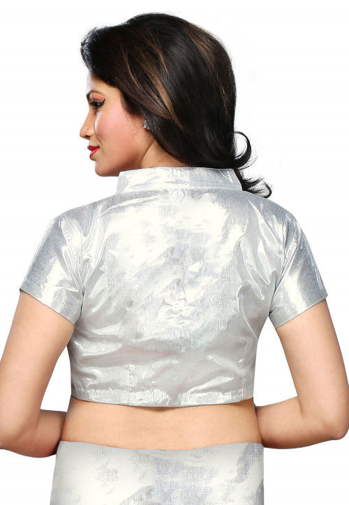 Shimmer Art Silk Blouse in silver