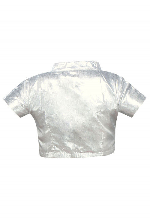 Shimmer Art Silk Blouse in silver