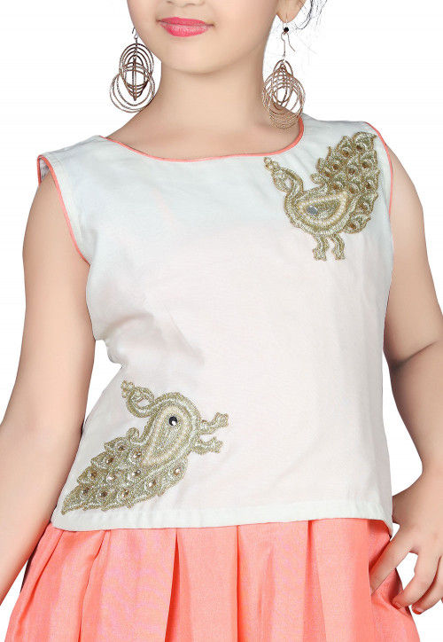 Plain Art Silk Circular Lehenga in Peach