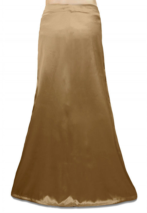 Plain Satin Readymade Petticoat in Light Brown