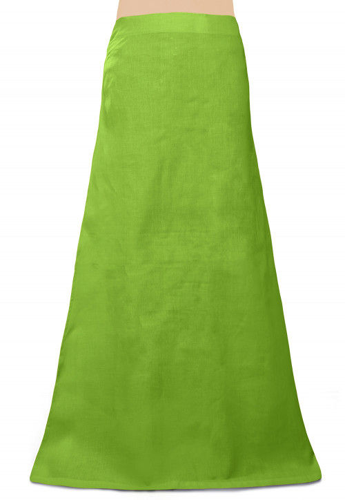 Plain Cotton Readymade Petticoat in Light Green