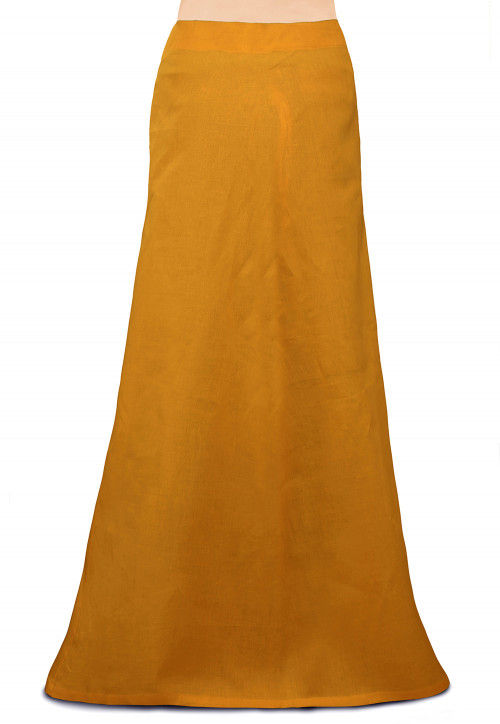 Plain Cotton Readymade Petticoat in Mustard