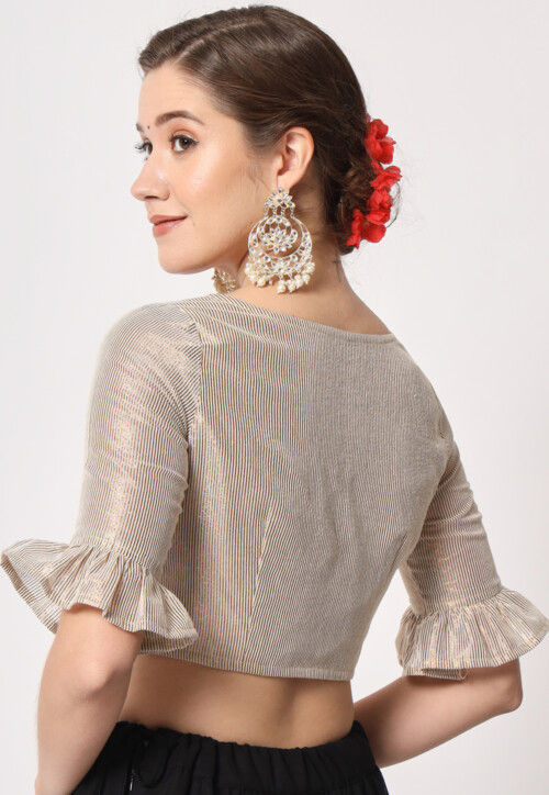 Woven Art Silk Blouse in Antique