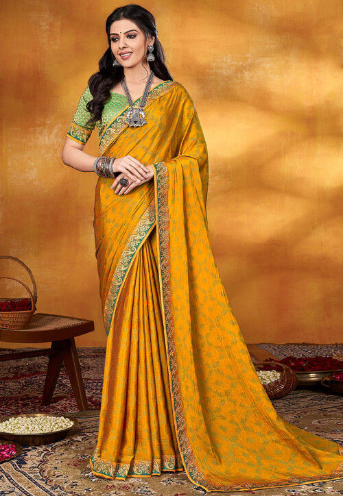 Buy Yellow Sarees for Women by SATRANI Online | Ajio.com