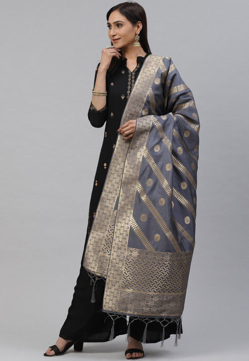Maroon Silk Salwar Suit with Pure Banarasi Silk Dupatta - Cl