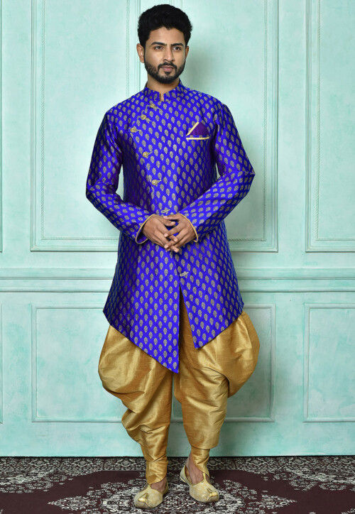 Royal blue store indo western sherwani