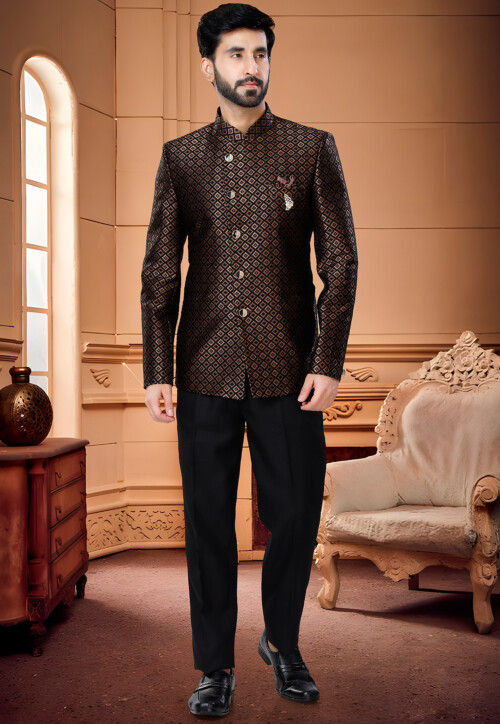 Mens Black Traditional Jodhpuri Suit 4 Pc 8 Button | Designer suits for  men, Wedding outfit men, Mens outfits