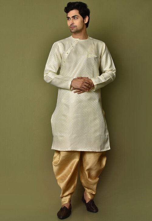 Cream Kurta Dhupion Art Silk Dhoti main image 1
