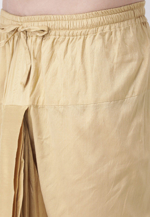 Cream Kurta Jacquard Silk Dhoti
