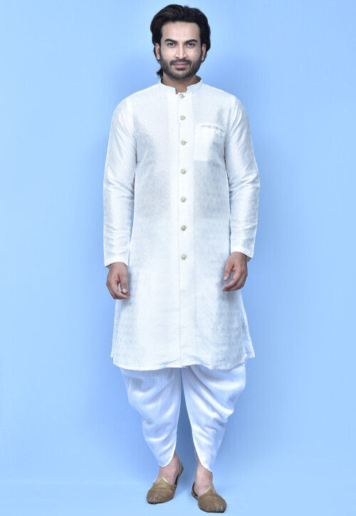 Half-White Sherwani Dhoti set main image 1