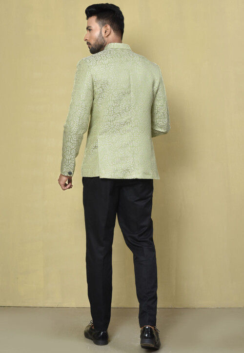 Bottle Green Jodhpuri  Art work Silk Pant