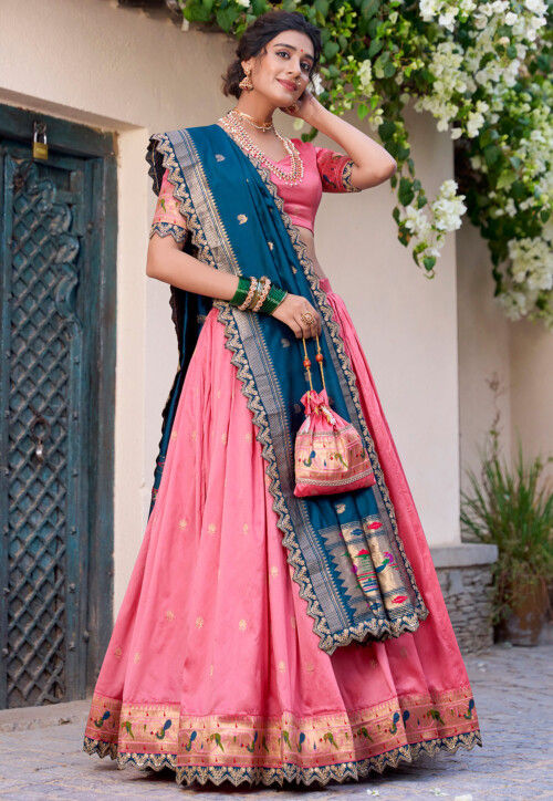 Buy Woven Art Silk Jacquard Lehenga in Pink Online : LBC2365 - Utsav ...